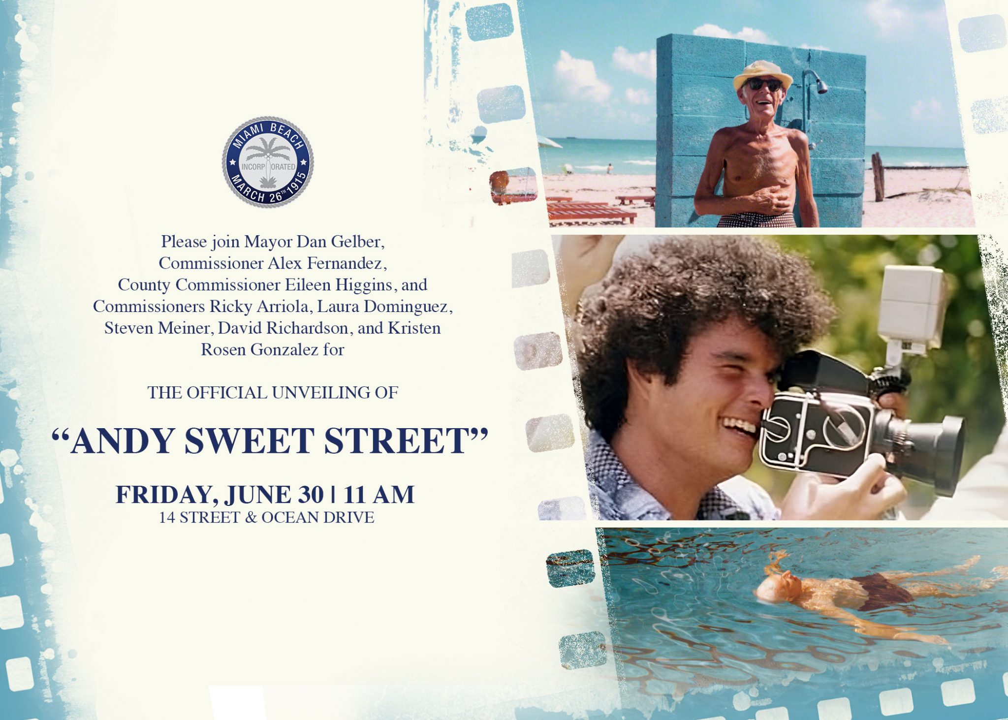 Andy Sweet Street Unveiling City Of Miami Beach