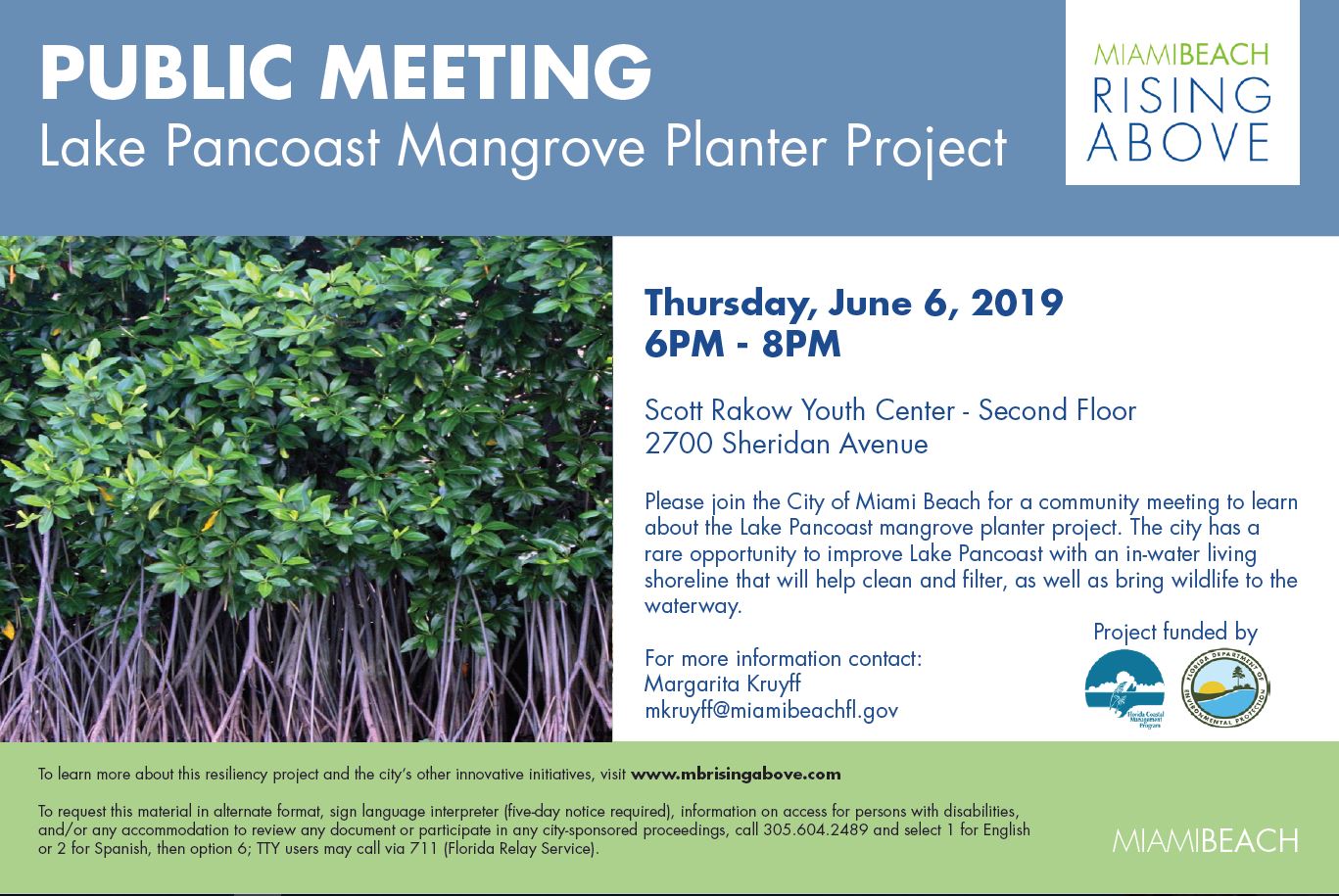 Lake Pancoast Mangrove Planter Public Meeting