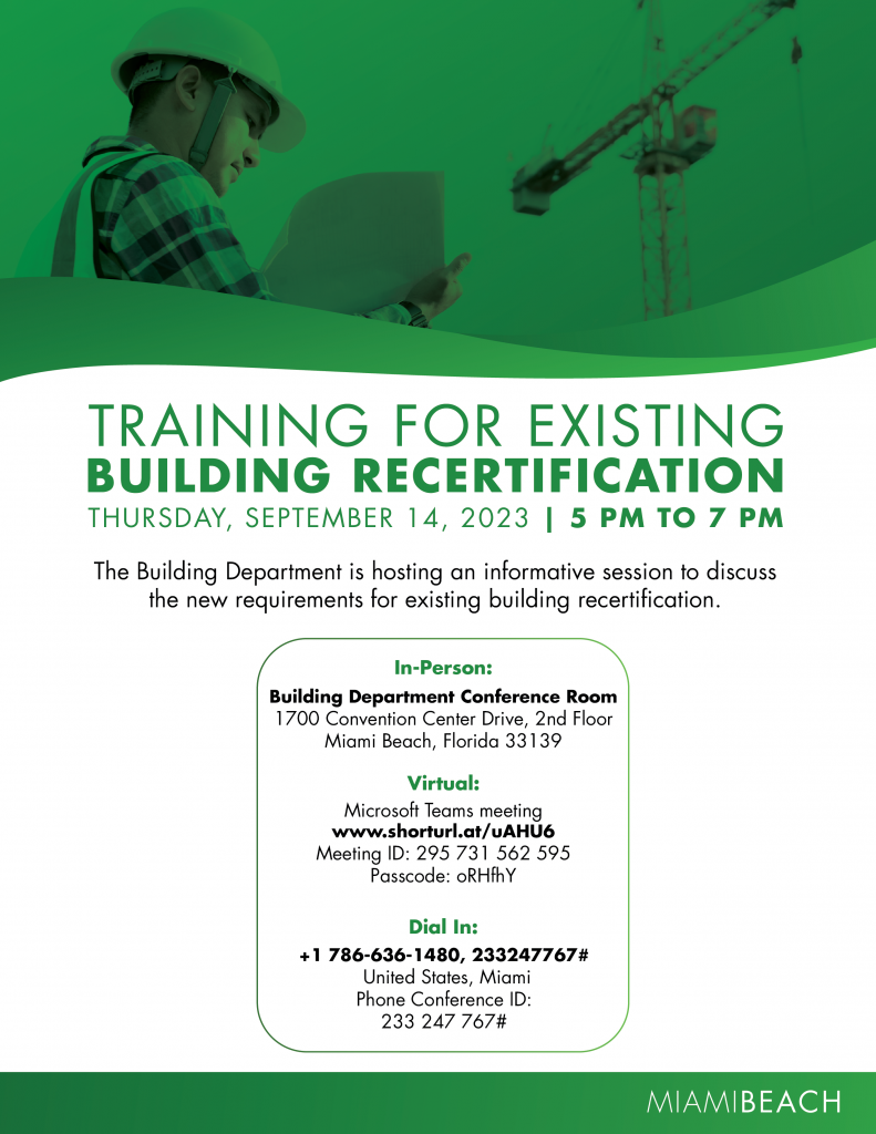 Training for Existing Building Recertification Flyer