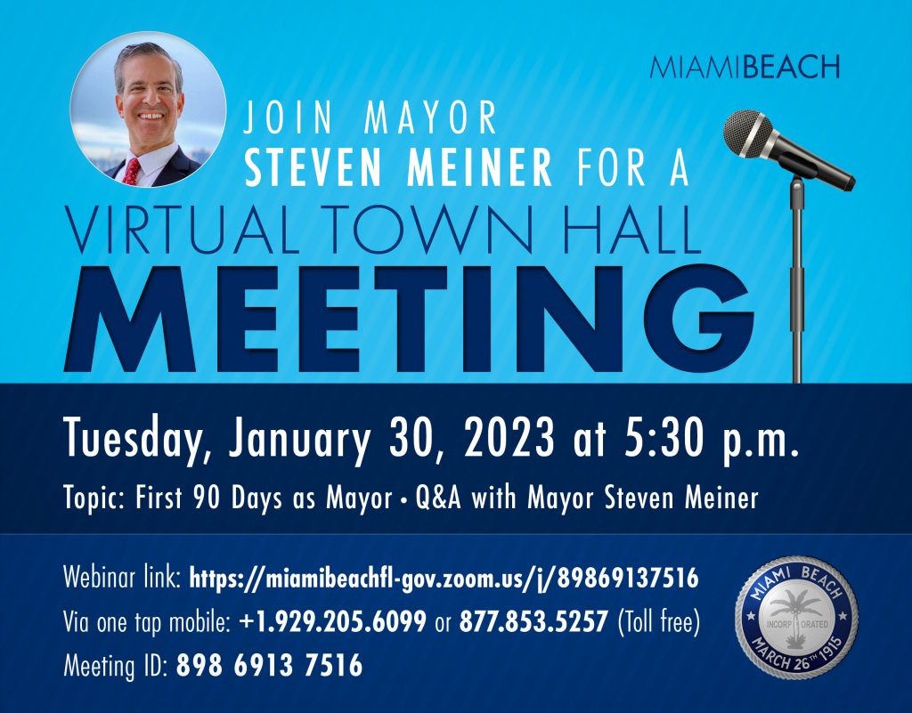 Flyer for Mayor Steven Meiner's January 30 Virtual Town Hall Meeting