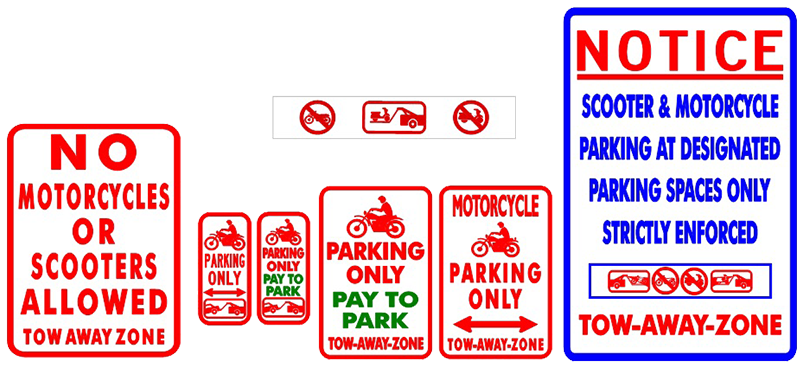 Motorcycle and scooter signs