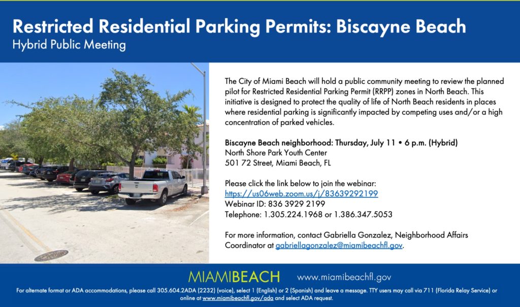 Restricted Residential Parking Permits: Biscayne Beach Meeting Invite