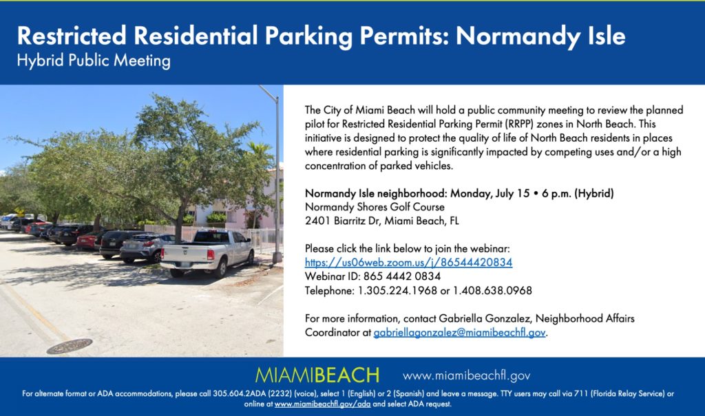 Restricted Residential Parking Permits: Normandy Isle Meeting Invite