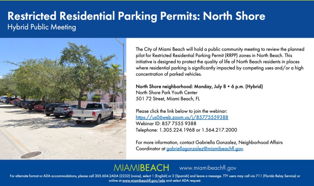 Restricted Residential Parking Permits: North Shore Meeting Invite