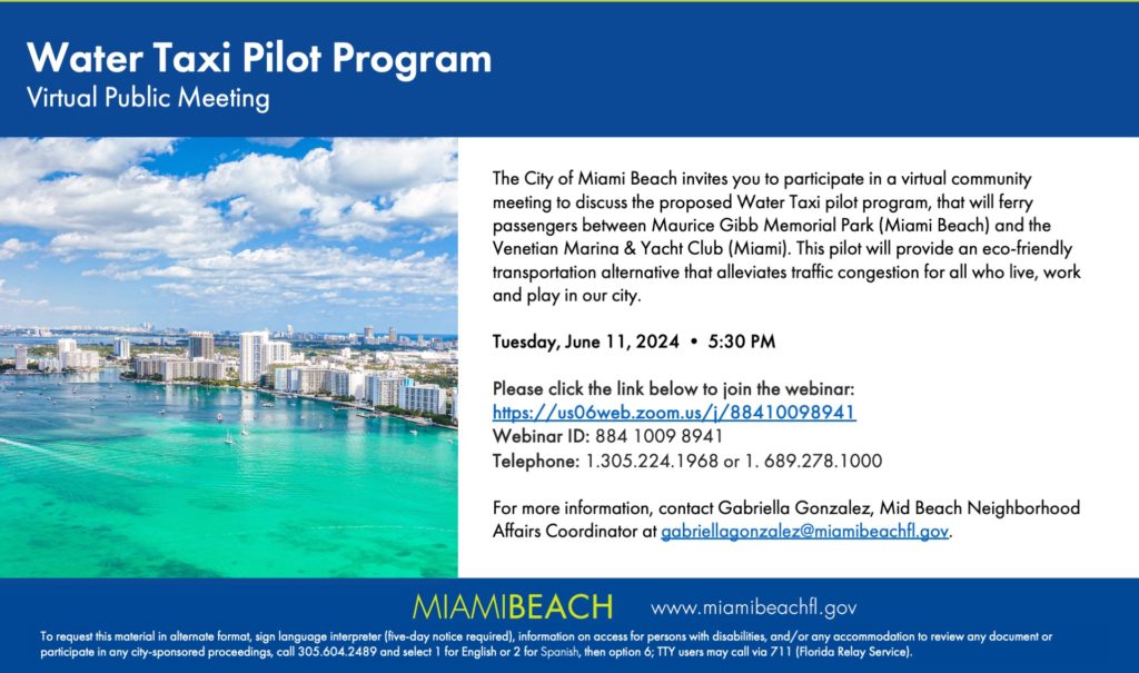 Water Taxi Pilot Program Meeting Invite