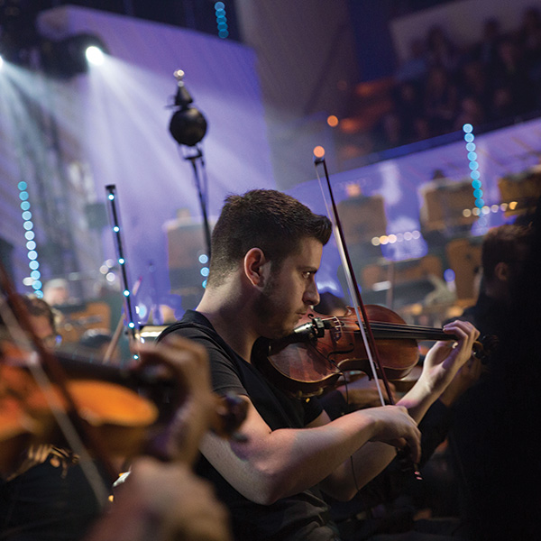 violin player in an orchestra