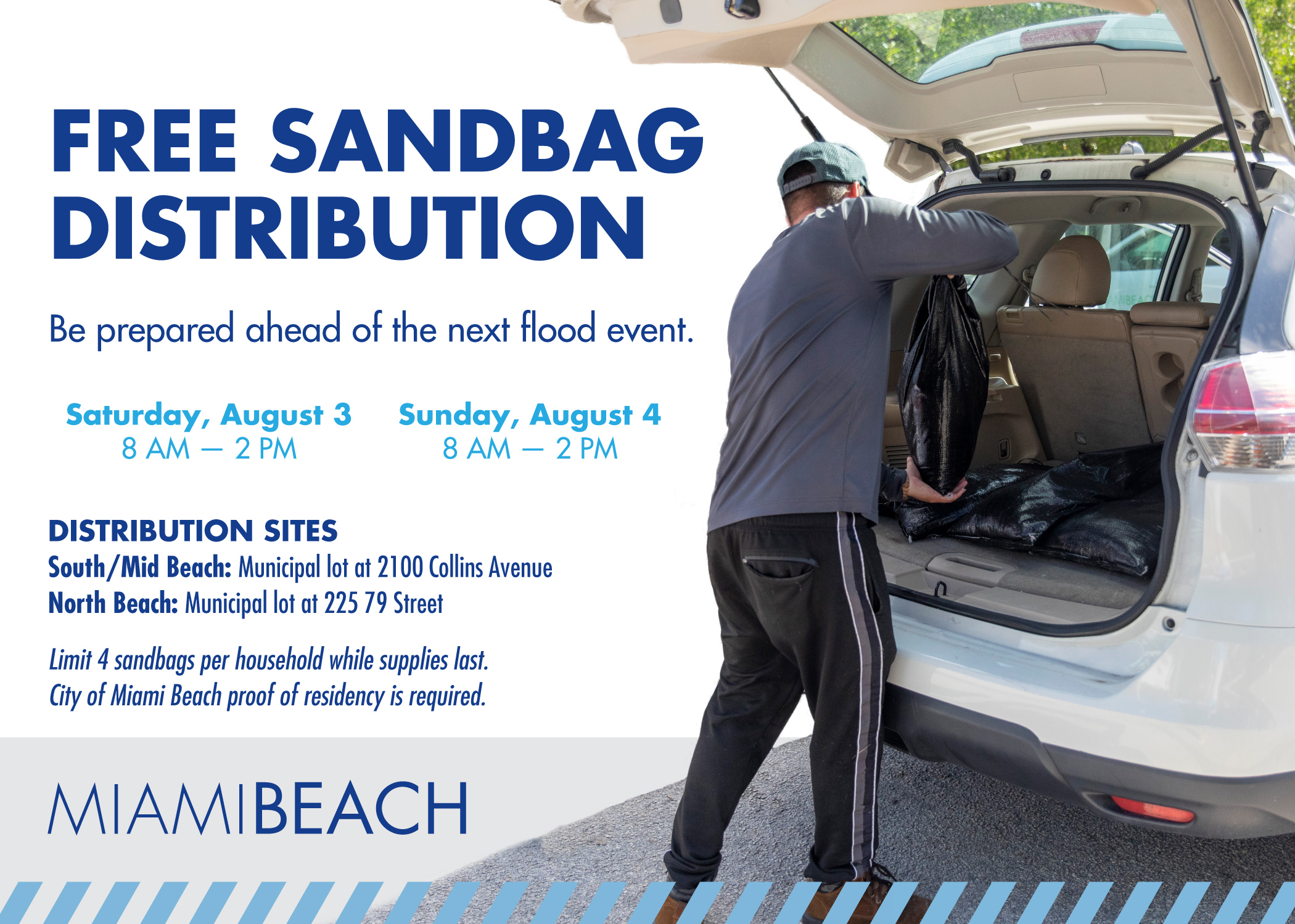 Free Sandbag Distribution August 2 and 4 Flyer