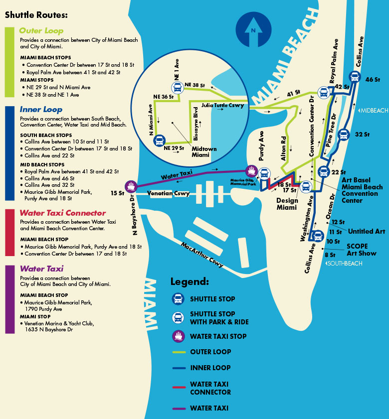 artweek shuttle and water taxi map